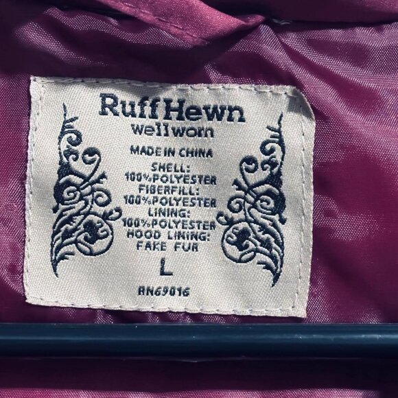 Women’s Large Berry Colored puffer vest with removable hood - Picture 5 of 6